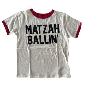 Rowdy Sprout Boys Matzah Ballin' Short Sleeve Tee White NWT
